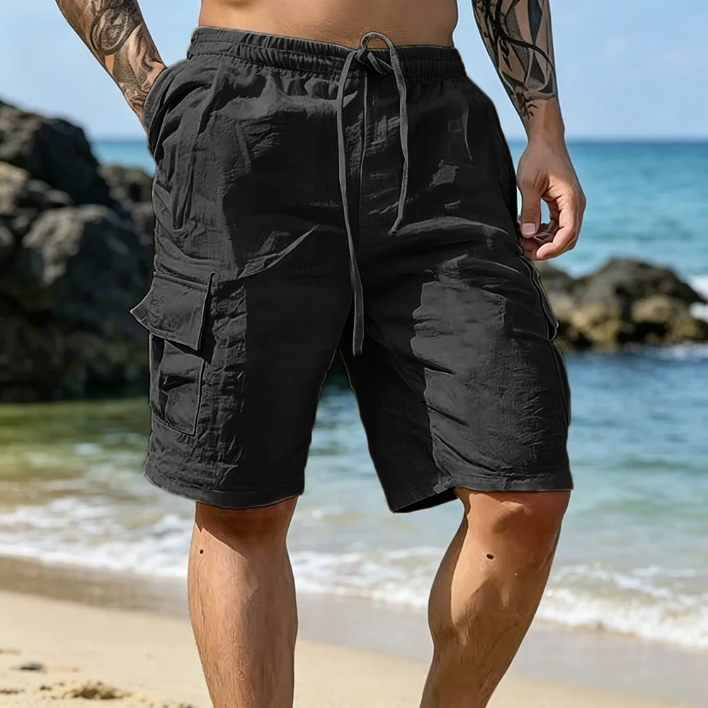 Men's Casual Shorts Cotton Linen Solid Color Beach Style Lightweight Breathable Loose Fit Elastic Waist Fashion Male Short Pants
Men's Casual Shorts Cotton Linen Solid Color Beach Style Lightweight Breathable Loose Fit Elastic Waist Fashion Male Short Pants
