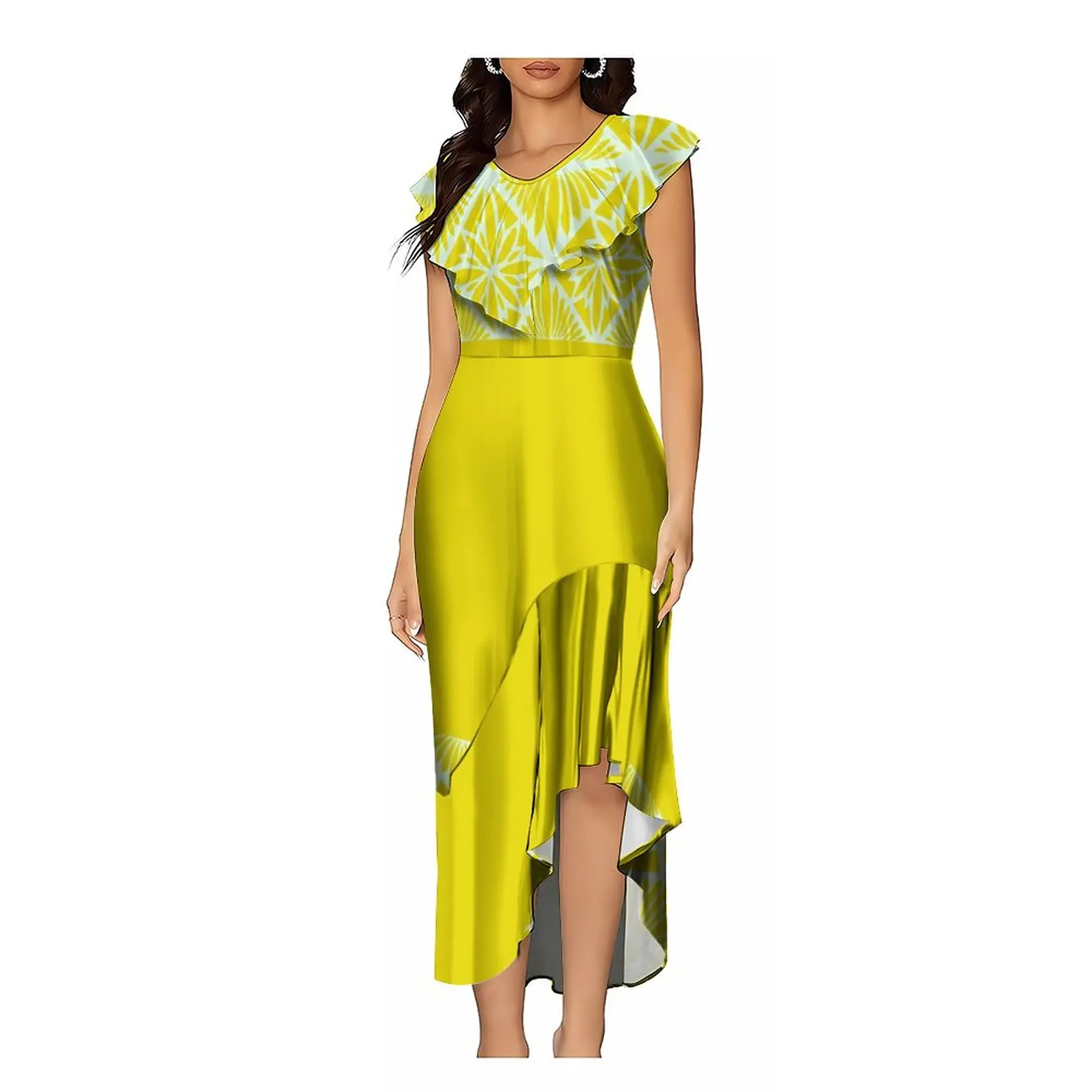 2023 Summer New Dress Customized Women's Long Dress Polynesian Vintage Art Pattern Casual Loose Lotus Leaf Hem Irregular Design
2023 Summer New Dress Customized Women's Long Dress Polynesian Vintage Art Pattern Casual Loose Lotus Leaf Hem Irregular Design