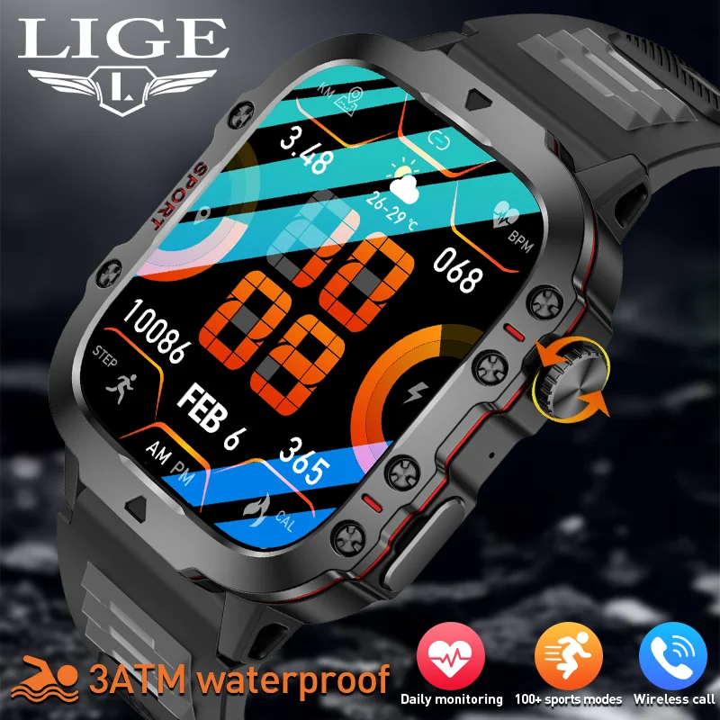 Смарт-часы LIGE Outdoor Rugged Military для мужчин, водонепроницаемые по стандарту IP68, с голосовым управлением, Bluetooth-вызовами, совместимые с Android и iOS.
Смарт-часы LIGE Outdoor Rugged Military для мужчин, водонепроницаемые по стандарту IP68, с голосовым управлением, Bluetooth-вызовами, совместимые с Android и iOS.