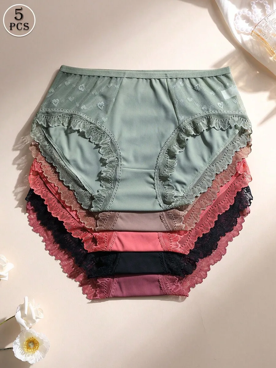 5 Pcs Women Lace Spliced Low Waist Seamless Briefs Ice Silk Comfortable Underwear
5 Pcs Women Lace Spliced Low Waist Seamless Briefs Ice Silk Comfortable Underwear