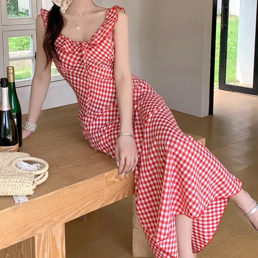 【New Arrival】Women Red Gingham Sleeveless Maxi Dress, Sweetheart Neck Bodycon Casual Summer Outfit
【New Arrival】Women Red Gingham Sleeveless Maxi Dress, Sweetheart Neck Bodycon Casual Summer Outfit