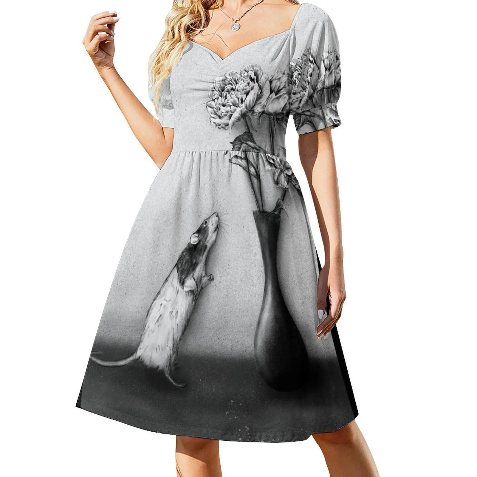 Rat and Peonies Short-Sleeved Dress dress party night Summer dresses for women sexy dress
Rat and Peonies Short-Sleeved Dress dress party night Summer dresses for women sexy dress