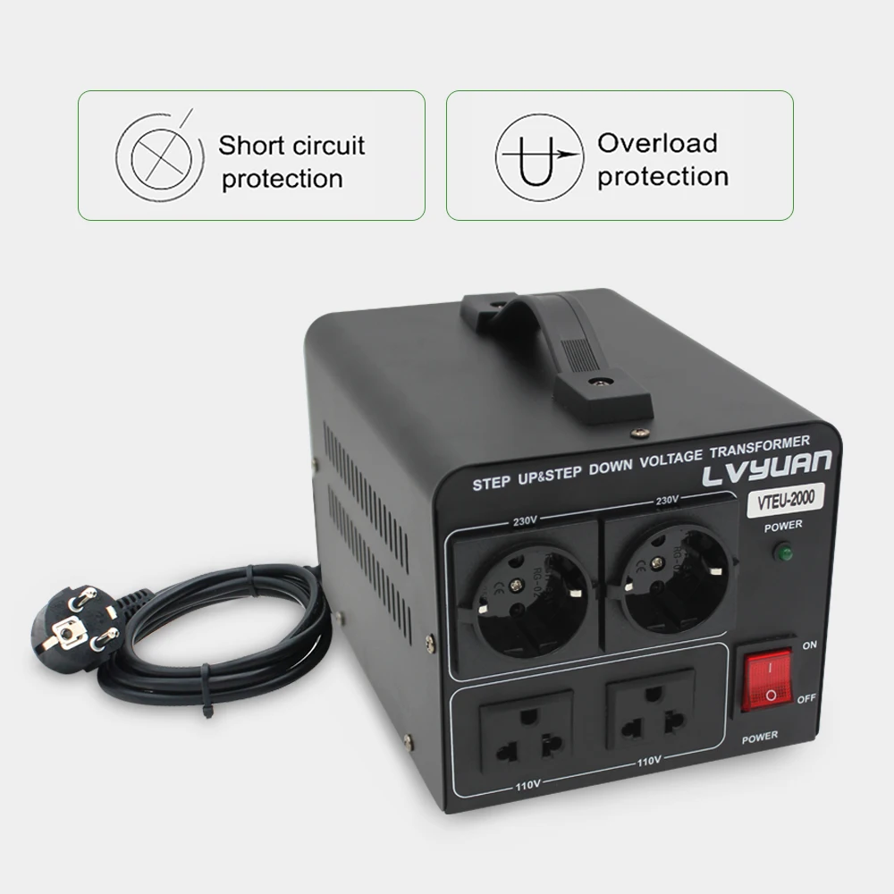 2000W 110V-220V voltage transformer power supply adapter voltage changer EU/Universal/UK socket
2000W 110V-220V voltage transformer power supply adapter voltage changer EU/Universal/UK socket