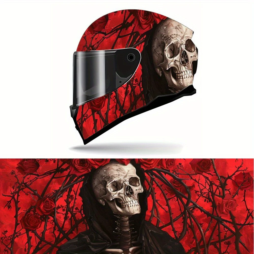 Menacing Skull and Elegant Roses Motorcycle Helmet Vinyl Wraps Sticker, Personalized Helmet Decoration Decal, Waterproof Self-ad
Menacing Skull and Elegant Roses Motorcycle Helmet Vinyl Wraps Sticker, Personalized Helmet Decoration Decal, Waterproof Self-ad
