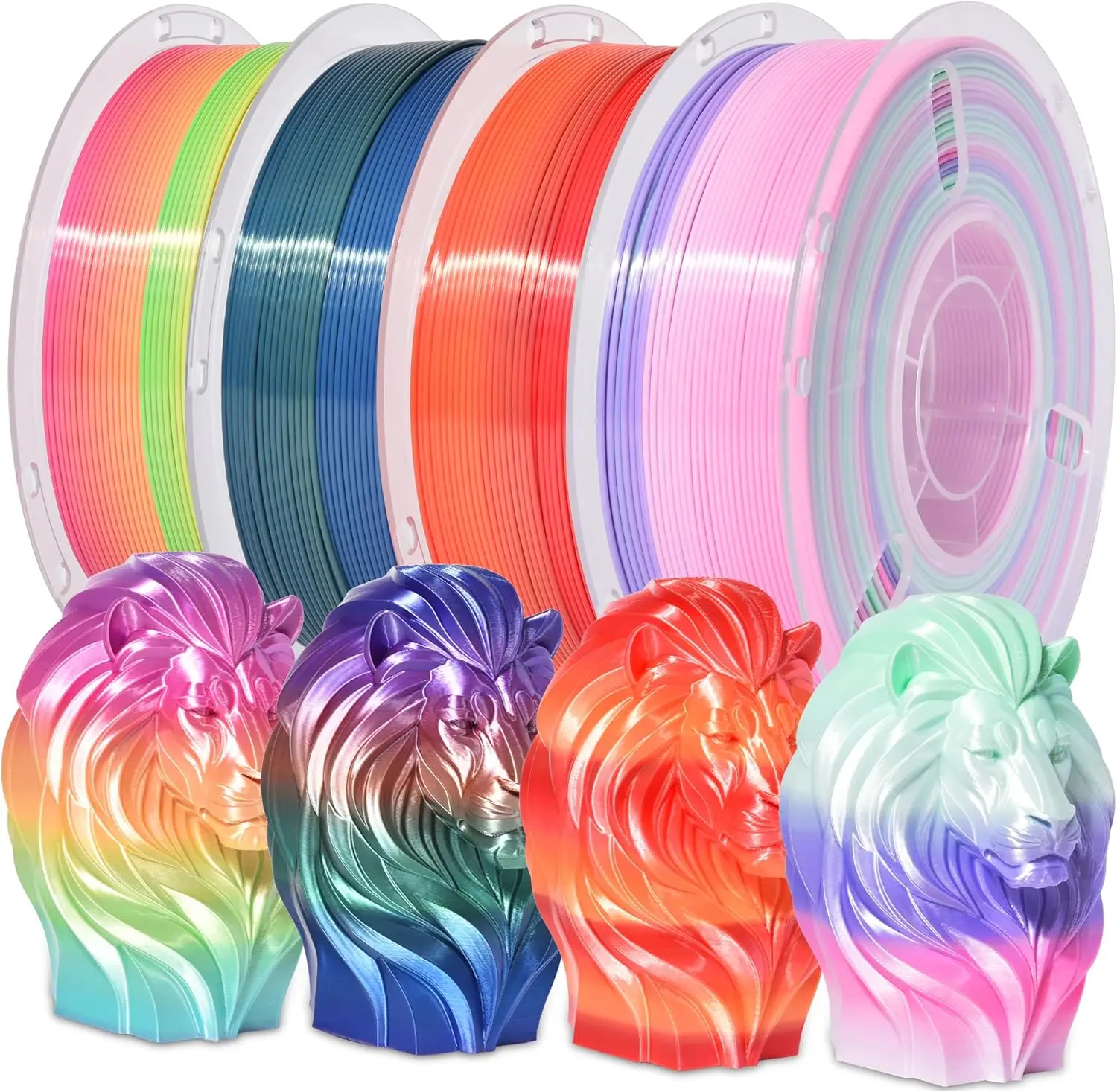Silk Rainbow PLA 3D Printer Filament Bundle 4 Colors 1.75mm Multicolor 3D Printing Filament 1kg x 4 Spools
Silk Rainbow PLA 3D Printer Filament Bundle 4 Colors 1.75mm Multicolor 3D Printing Filament 1kg x 4 Spools