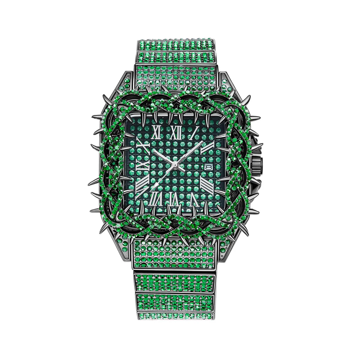 High Quality Full Diamonds Luxury Ice Out Hot Thorn Case Quartz Watch Men Brand Hip Hop Iced Out Bling Square Jewelry Watch Man
High Quality Full Diamonds Luxury Ice Out Hot Thorn Case Quartz Watch Men Brand Hip Hop Iced Out Bling Square Jewelry Watch Man