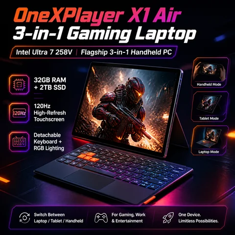 OneXPlayer X1 Air 3-in-1 Handheld Gaming Laptop Intel Ultra 7 258 Portable Pocket UMPC High Refresh Notebook PC Windows 11