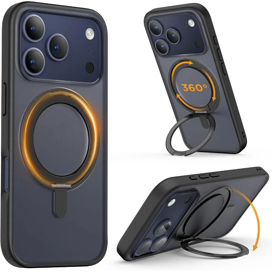Чехол для телефона с вращающейся на 360° кольцевой подставкой для iPhone 17 Pro, модель 2025 с черным чехлом-подставкой, совместимым с MagSafe
Чехол для телефона с вращающейся на 360° кольцевой подставкой для iPhone 17 Pro, модель 2025 с черным чехлом-подставкой, совместимым с MagSafe