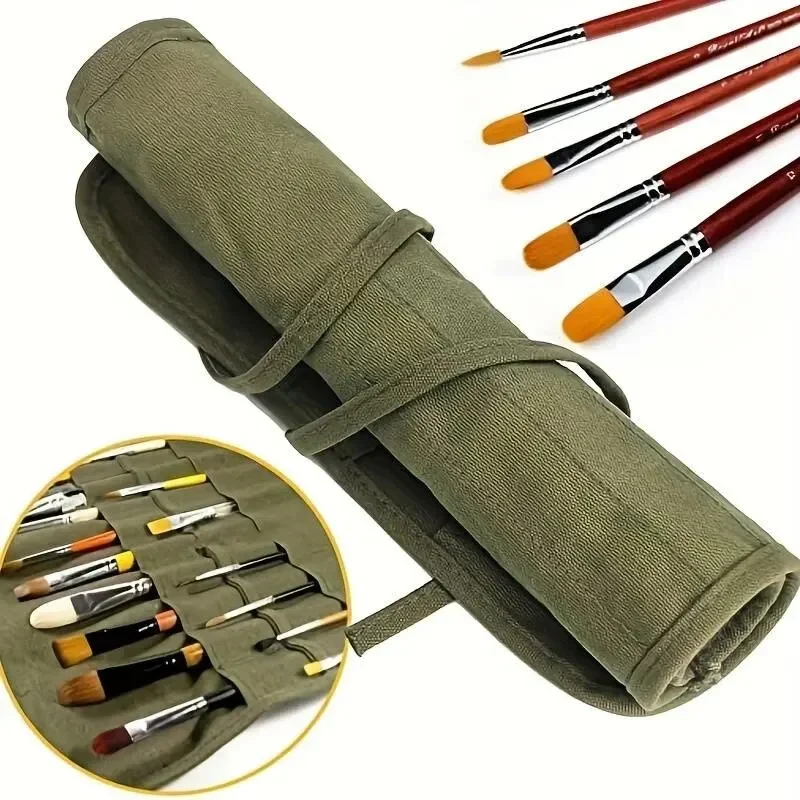 Painting Brushes Canvas Storage Bag, 22 Slots Watercolour and Gouache Brushes Calligraphy Brushes Storage Bag, Roll up Pen Bag
Painting Brushes Canvas Storage Bag, 22 Slots Watercolour and Gouache Brushes Calligraphy Brushes Storage Bag, Roll up Pen Bag