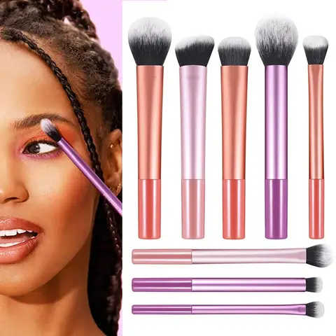 8pc Multi-color Makeup Brush Loose Powder Brush Blush Brush Lip Brush Eyeshadow Brush Professional Makeup Brush Set For Cosmetic