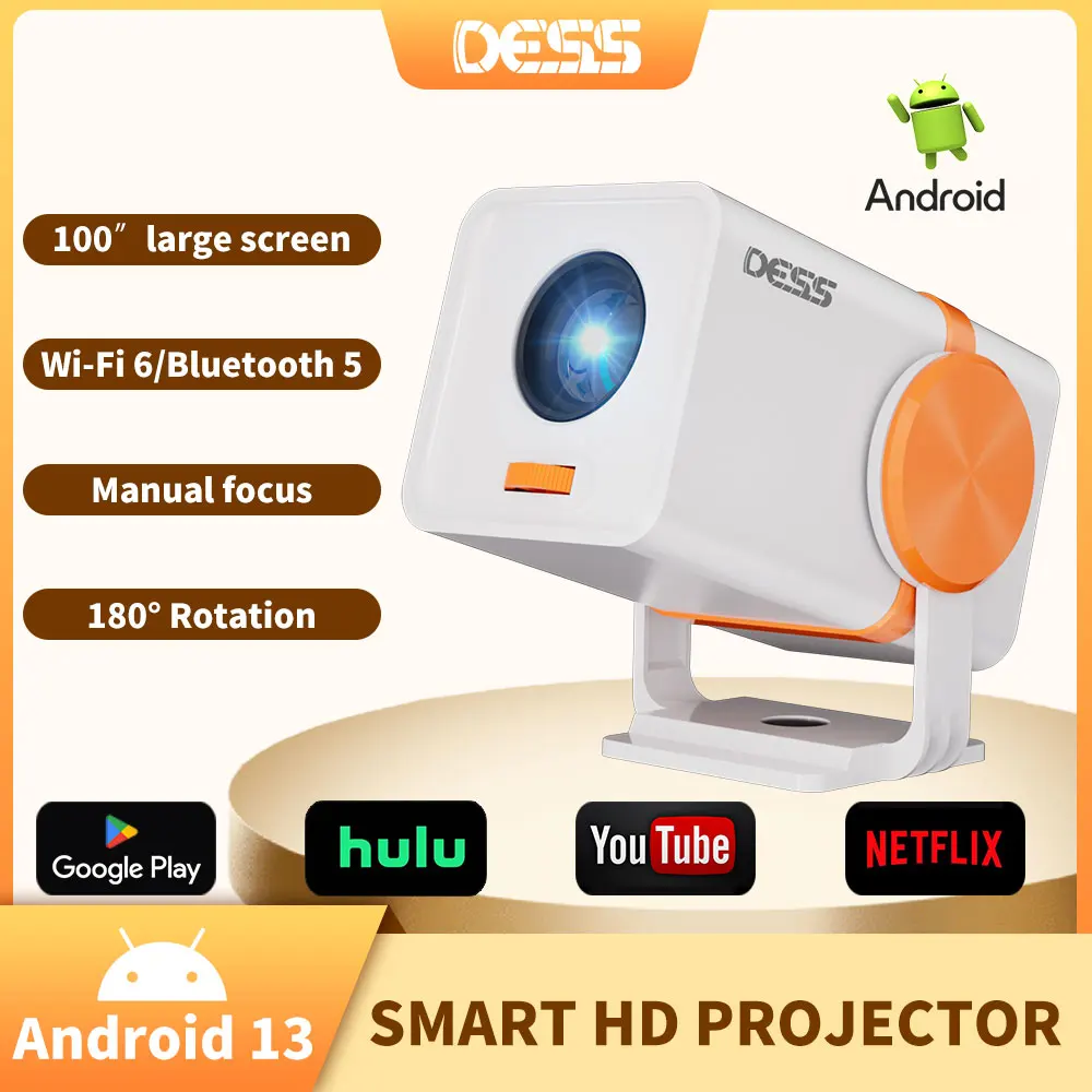 DESS Outdoor Projector Android 13 Support 4K 1280*720P Dual Wifi 180°flexible Bluetooth 5.0 Cinema Portable Phone Mini Projector
DESS Outdoor Projector Android 13 Support 4K 1280*720P Dual Wifi 180°flexible Bluetooth 5.0 Cinema Portable Phone Mini Projector