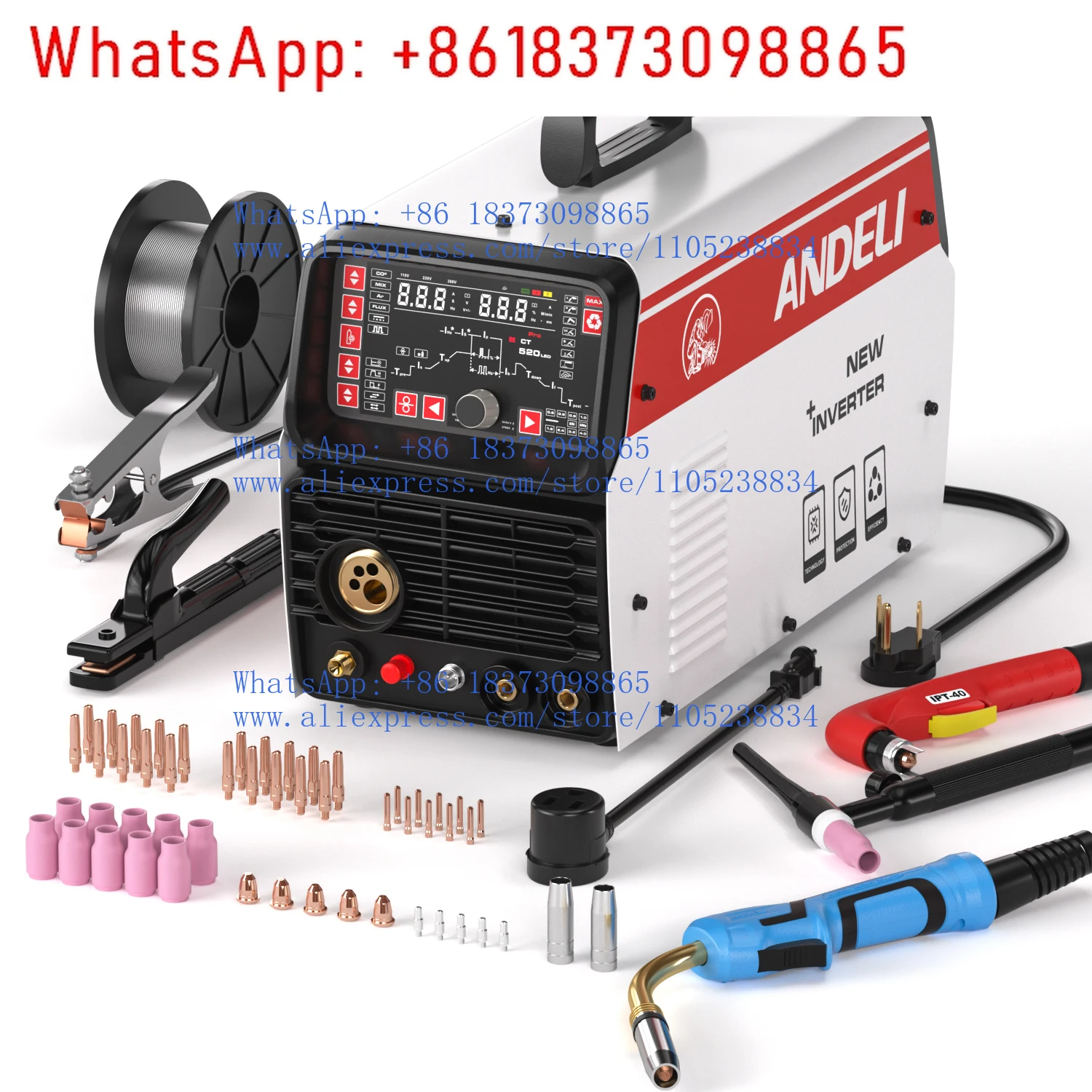 Сварочный аппарат ANDELI 110V 220V LED MCT-520LED 5-в-1 многофункциональный для сварки алюминия
Сварочный аппарат ANDELI 110V 220V LED MCT-520LED 5-в-1 многофункциональный для сварки алюминия