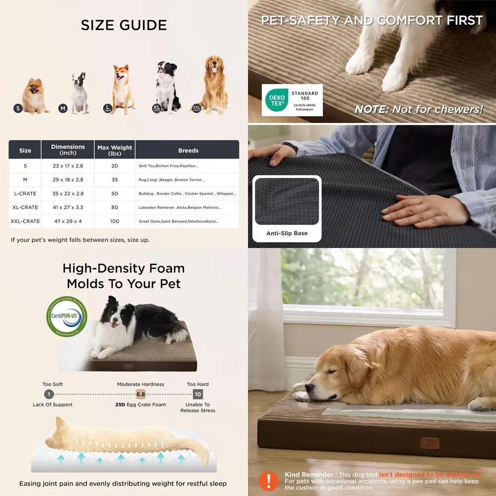 Extra Large Orthopedic Dog Bed with Removable Cover, Suitable for Pets up to 100 lbs, 47x29x4 Inches
Extra Large Orthopedic Dog Bed with Removable Cover, Suitable for Pets up to 100 lbs, 47x29x4 Inches