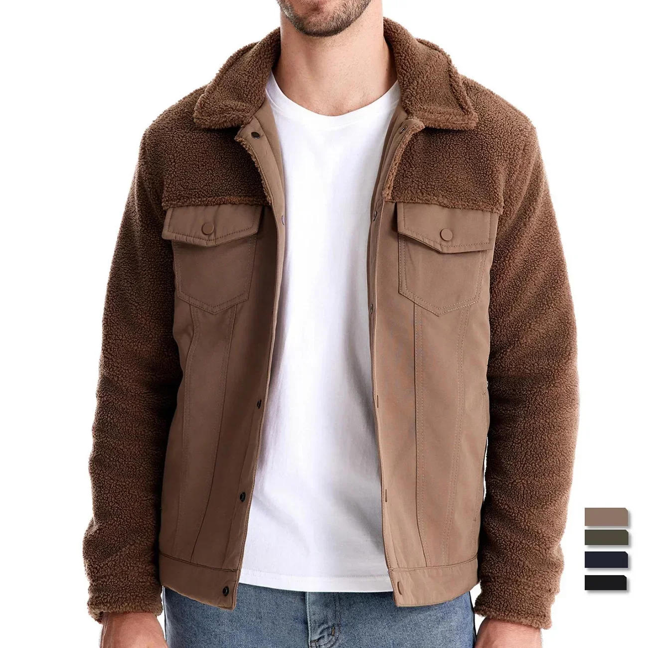 Winter Mens Fleece Jacket High Quality Male Solid Color Cashmere Thicken Warm Coats Man Multi Pocket Cargo Jacket Men Clothing
Winter Mens Fleece Jacket High Quality Male Solid Color Cashmere Thicken Warm Coats Man Multi Pocket Cargo Jacket Men Clothing