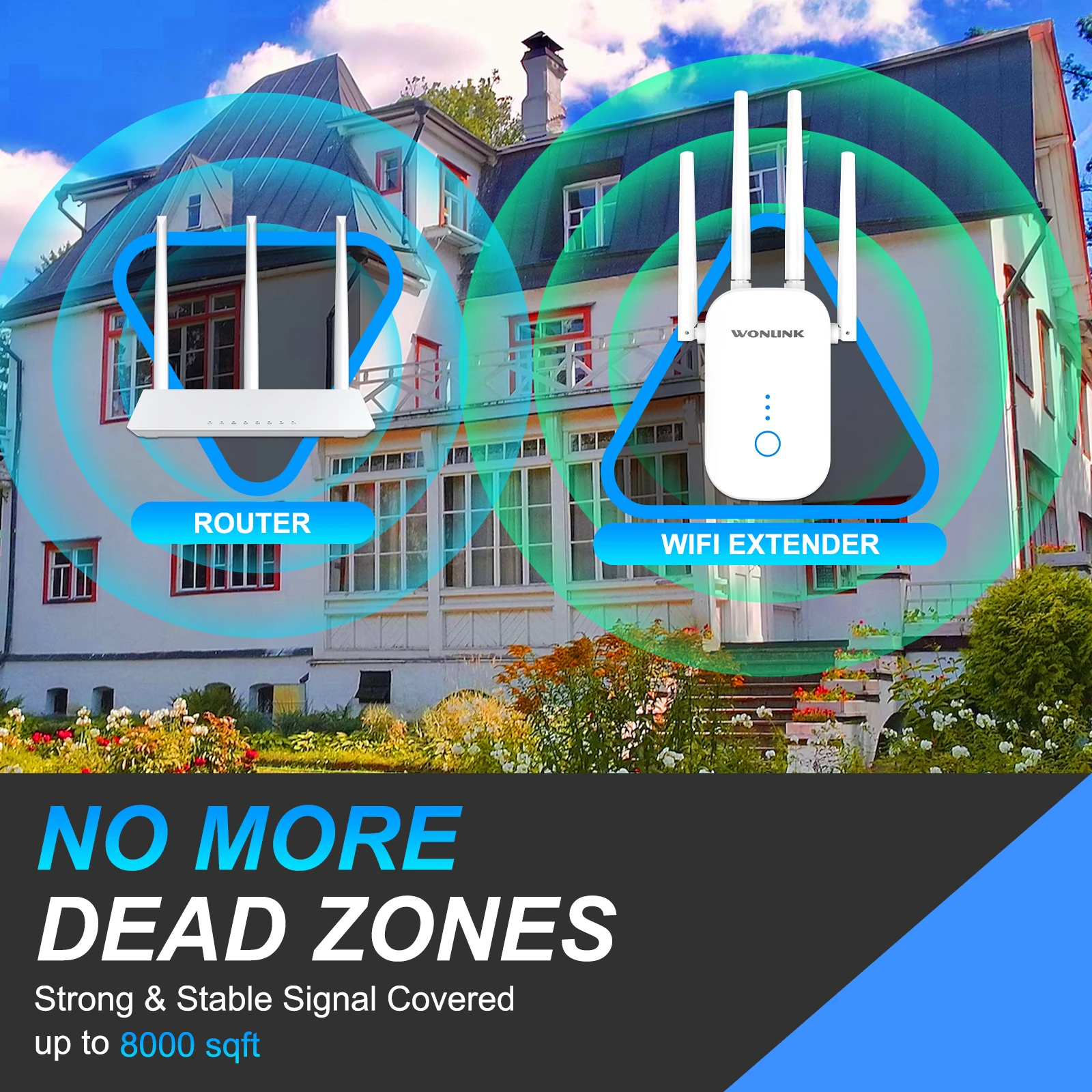 Wonlink 1200Mbps WiFi Extenders Repeater 2.4GHz&5.8GHz WiFi Extender 802.11AC100Mbps Wlan Network Port WIFI Range Booster Signal Amplifier Super Long Range 4*2dBi Antennas Repeater/AP/bridge mode
Wonlink 1200Mbps WiFi Extenders Repeater 2.4GHz&5.8GHz WiFi Extender 802.11AC100Mbps Wlan Network Port WIFI Range Booster Signal Amplifier Super Long Range 4*2dBi Antennas Repeater/AP/bridge mode