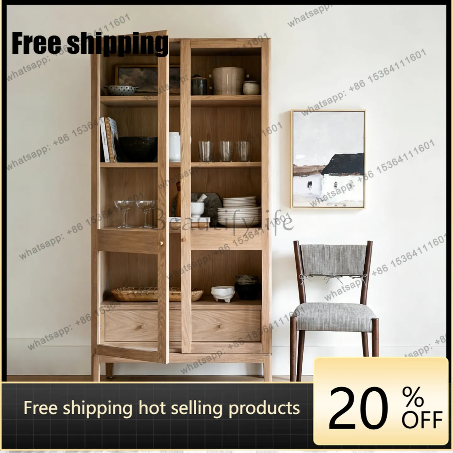 LD American retro side cabinet ash wood old living room display locker
LD American retro side cabinet ash wood old living room display locker