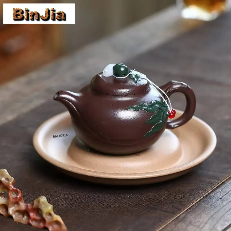 210ml Classic Yixing Purple Clay Teapots Handmade Longevity Peach Pot Raw Ore Purple Mud Kettle With Infuser Zisha Tea Set Craft
210ml Classic Yixing Purple Clay Teapots Handmade Longevity Peach Pot Raw Ore Purple Mud Kettle With Infuser Zisha Tea Set Craft