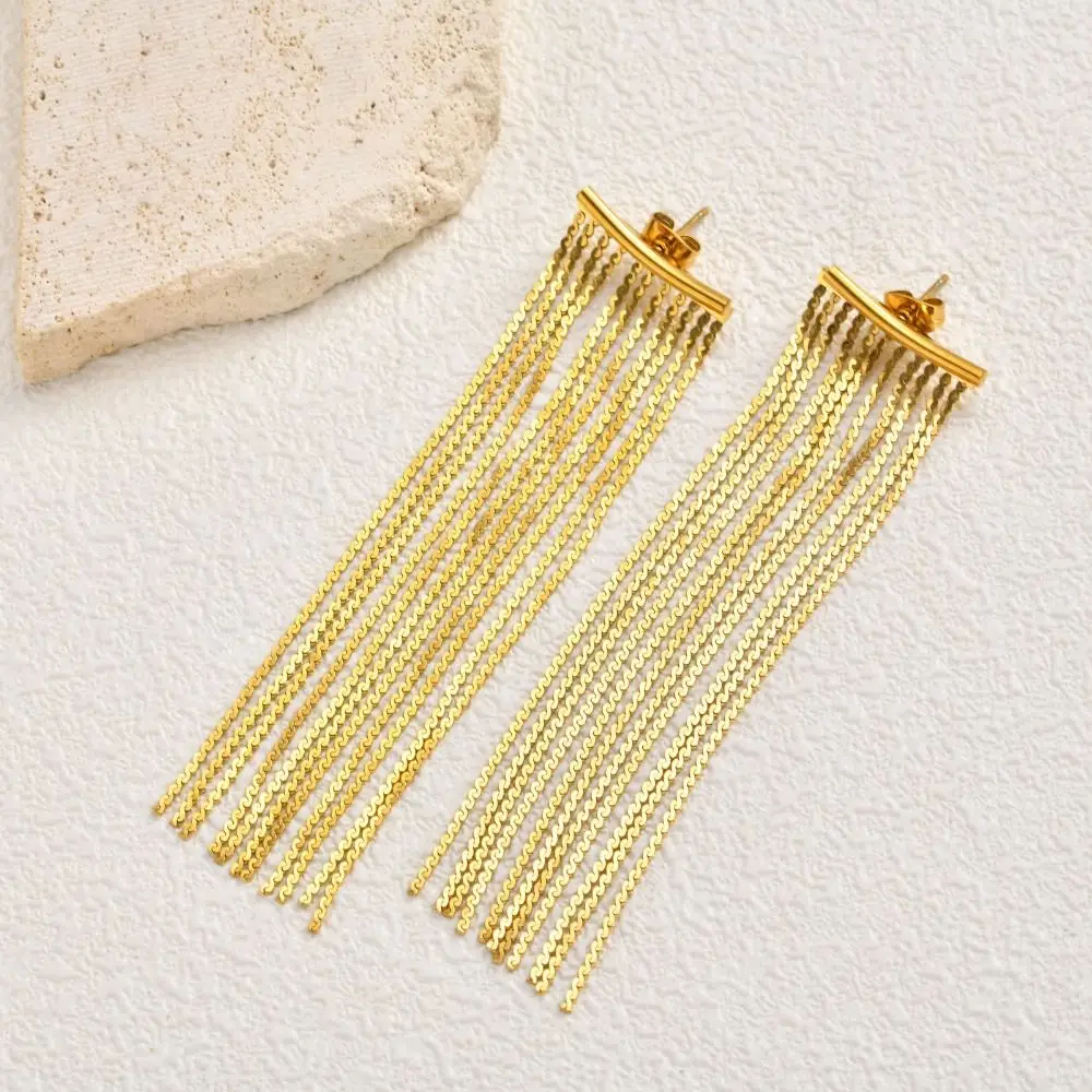 Stainless Steel Fringe Earrings Gold Geometric Tassel Earrings Women Accessories Niche Design Dangle Earrings Special Occasion
Stainless Steel Fringe Earrings Gold Geometric Tassel Earrings Women Accessories Niche Design Dangle Earrings Special Occasion
