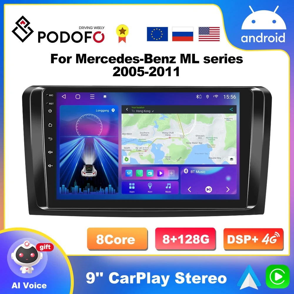 Podofo 4G CarPlay Multimedia Player For Mercedes Benz M-Class W164 GL-Class X164 ML350 GL Android Radio 2 Din Head Unit Stereo
Podofo 4G CarPlay Multimedia Player For Mercedes Benz M-Class W164 GL-Class X164 ML350 GL Android Radio 2 Din Head Unit Stereo