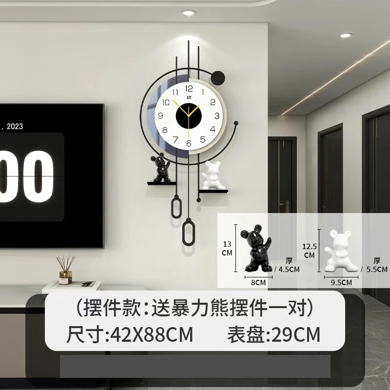 Living Room Wall Clocks TV Background Wall-mounted Clock Porch Wall Decoration Home Decor with bear Ornament
Living Room Wall Clocks TV Background Wall-mounted Clock Porch Wall Decoration Home Decor with bear Ornament