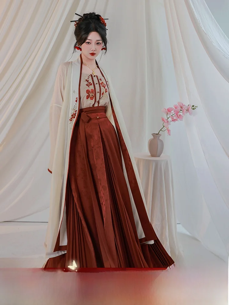 Улучшенная плиссированная юбка-ханьфу в стиле династии Сун, красная, для повседневной носки, утренний халат, костюм для церемонии подношения вина
Улучшенная плиссированная юбка-ханьфу в стиле династии Сун, красная, для повседневной носки, утренний халат, костюм для церемонии подношения вина