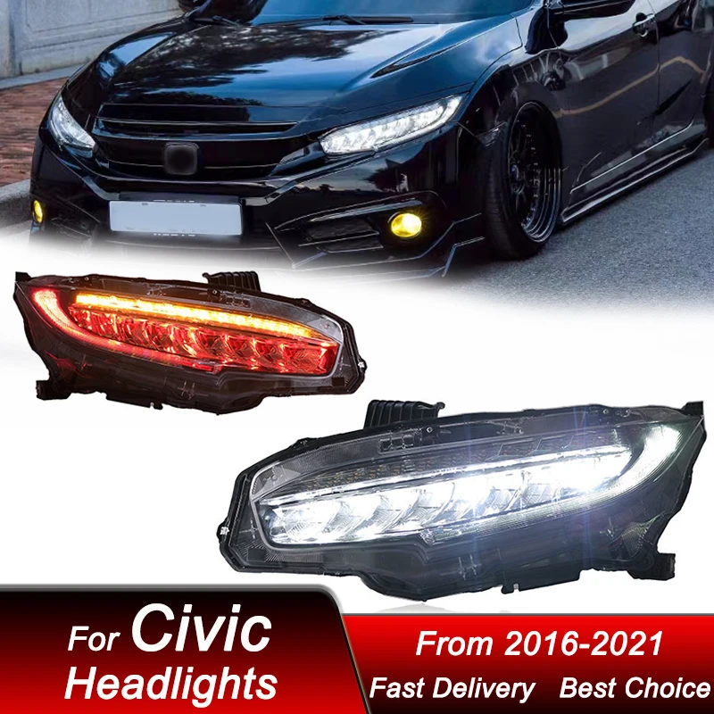Car Headlights For Honda Civic 10Gen 2016-2021 high style full LED Headlamp Assembly Upgrade Projector Lens Accessories Kit
Car Headlights For Honda Civic 10Gen 2016-2021 high style full LED Headlamp Assembly Upgrade Projector Lens Accessories Kit