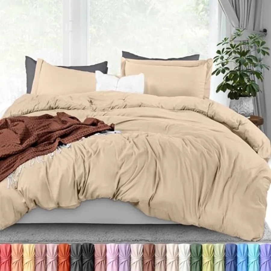 Duvet Cover King Size - 3 Piece with Zipper Closure - 1 Comforter Cover 104X90 Inches and 2 Pillow Shams 20X36 Inches Beige Com
Duvet Cover King Size - 3 Piece with Zipper Closure - 1 Comforter Cover 104X90 Inches and 2 Pillow Shams 20X36 Inches Beige Com