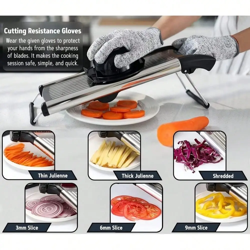 1pc Professional Stainless Steel Mandoline Slicer - Adjustable Vegetable Cutter & Potato Slicer With Hand Guard
1pc Professional Stainless Steel Mandoline Slicer - Adjustable Vegetable Cutter & Potato Slicer With Hand Guard