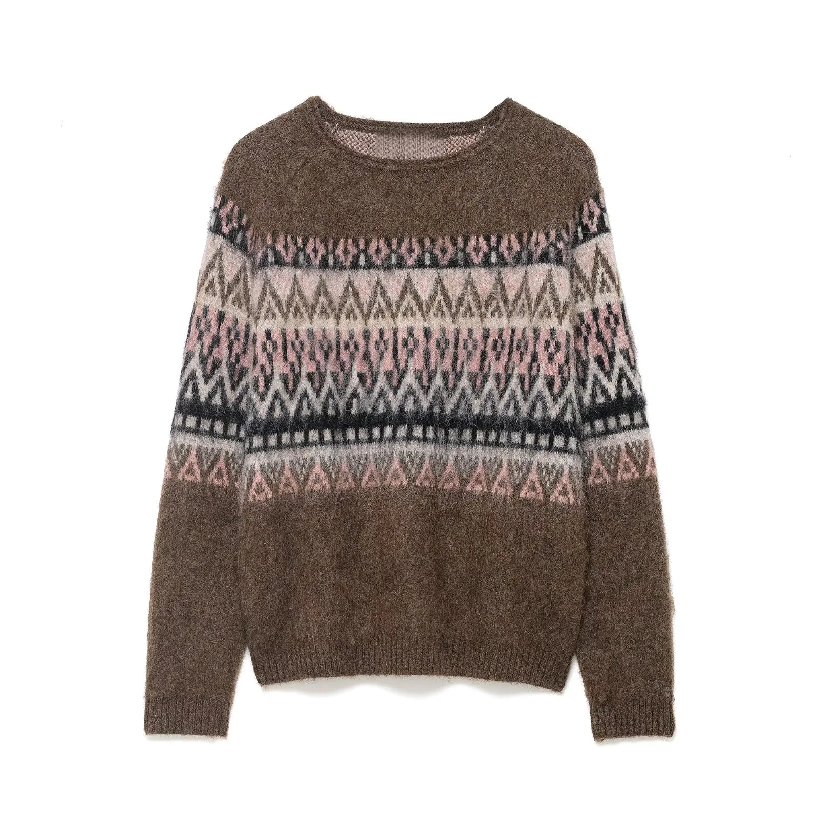 2025 Winter New Women's Casual Fashionable Lazy Style Round Neck Long Sleeve Distressed Jacquard Knit Sweater
2025 Winter New Women's Casual Fashionable Lazy Style Round Neck Long Sleeve Distressed Jacquard Knit Sweater