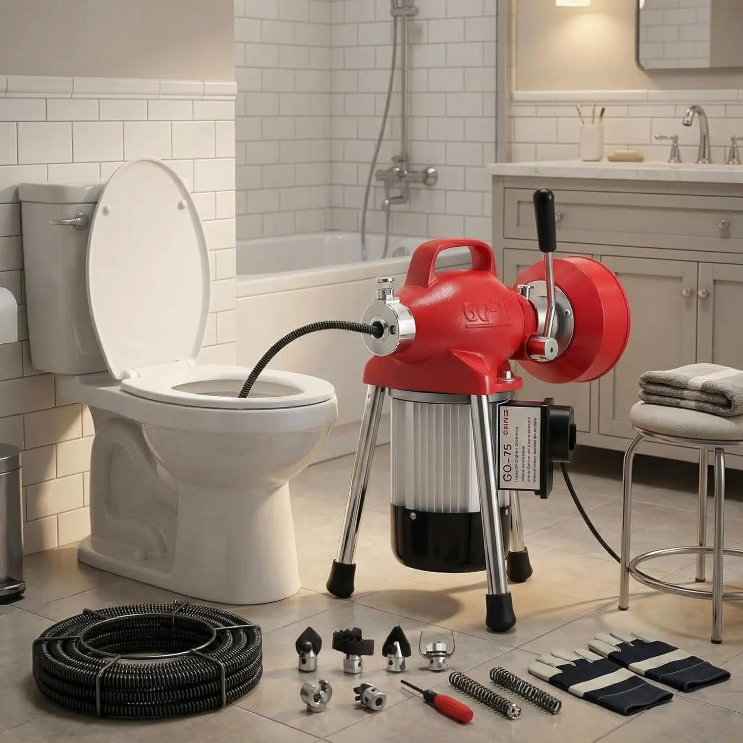 Professional Drain Cleaning Machine – Electric Sewer Snake Auger 500W 400RPM with Auto-Feed, 66ft & 16ft Cables, 6 Cutters for 3/4” to 4” Pipe Clogs, Heavy-Duty Sink & Toilet Drain Cleaner
Professional Drain Cleaning Machine – Electric Sewer Snake Auger 500W 400RPM with Auto-Feed, 66ft & 16ft Cables, 6 Cutters for 3/4” to 4” Pipe Clogs, Heavy-Duty Sink & Toilet Drain Cleaner