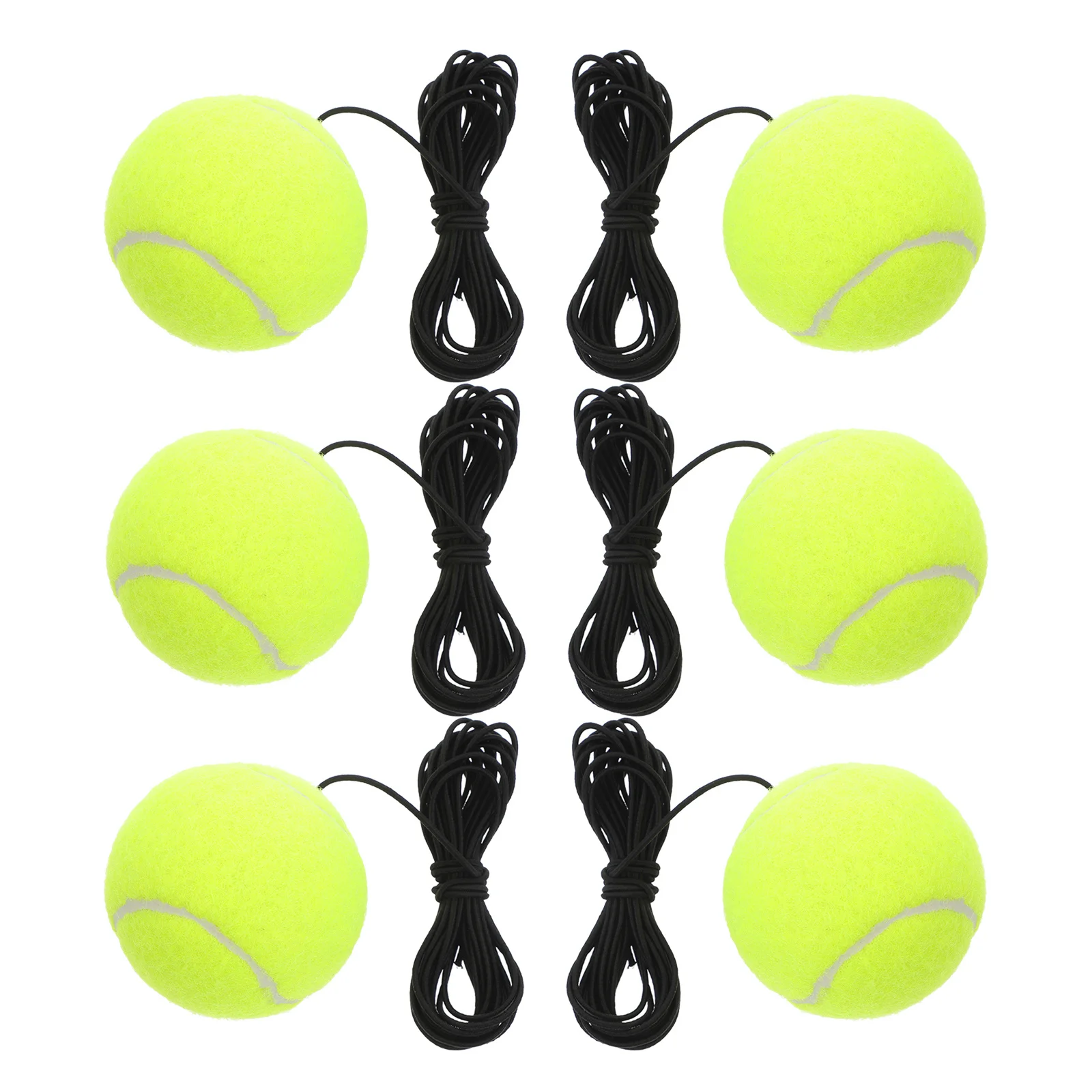 6Pcs Rebound Tennis Elastic Rope Training Ball Solo Practice Kit Beginner Tennis Training Device Replacement Balls for Practice