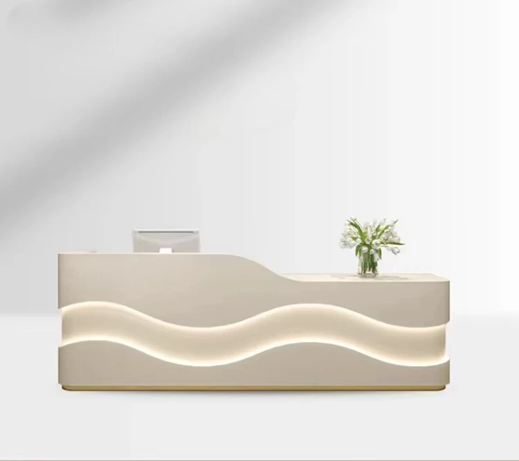 &c Customizable Size Beauty Salon Luxury Modern Beige Wooden Front Desk Reception Counter With Led Light
&c Customizable Size Beauty Salon Luxury Modern Beige Wooden Front Desk Reception Counter With Led Light