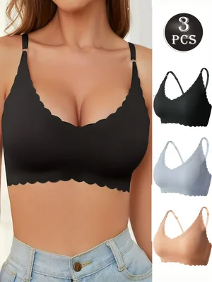 3-piece women's silky seamless sexy underwear, comfortable and breathable, with wireless adjustable design for exercise and yoga use.
3-piece women's silky seamless sexy underwear, comfortable and breathable, with wireless adjustable design for exercise and yoga use.