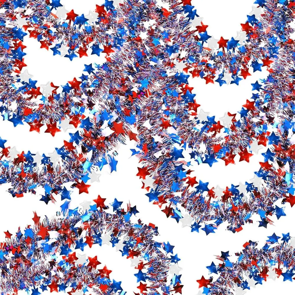 50ft Patriotic Tinsel Garland for 250th Anniversary 4th of July, Red White Blue Metallic, 16.6ft x 4.7in
50ft Patriotic Tinsel Garland for 250th Anniversary 4th of July, Red White Blue Metallic, 16.6ft x 4.7in