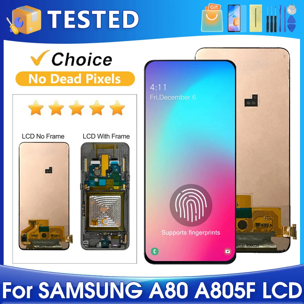 For Samsung A80 OEM Tested A805 A805F A8050 A805X A805N LCD Display Touch Screen Digitizer Assembly Replacement
For Samsung A80 OEM Tested A805 A805F A8050 A805X A805N LCD Display Touch Screen Digitizer Assembly Replacement