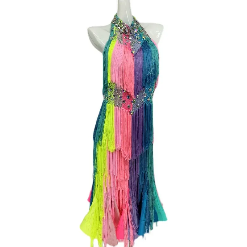 Latin Dance Dress High-end Custom Color Neck With Diamond Ball Style Cha Cha Tango Female Adult Stage Professional Clothing
Latin Dance Dress High-end Custom Color Neck With Diamond Ball Style Cha Cha Tango Female Adult Stage Professional Clothing