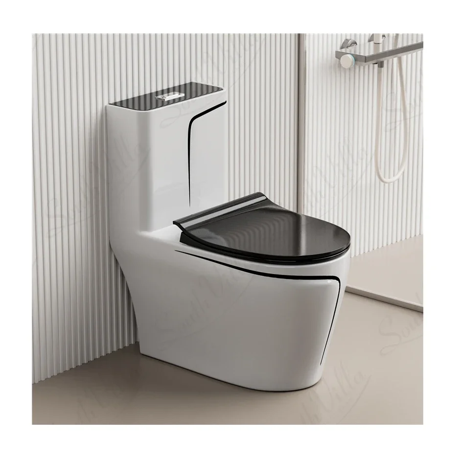 Туалет для ванной комнаты, керамическая сантехника для отеля, инзодоры, отдельно стоящая чаша для унитазов черного цвета, керамическая черная линия, цельная часть
Туалет для ванной комнаты, керамическая сантехника для отеля, инзодоры, отдельно стоящая чаша для унитазов черного цвета, керамическая черная линия, цельная часть