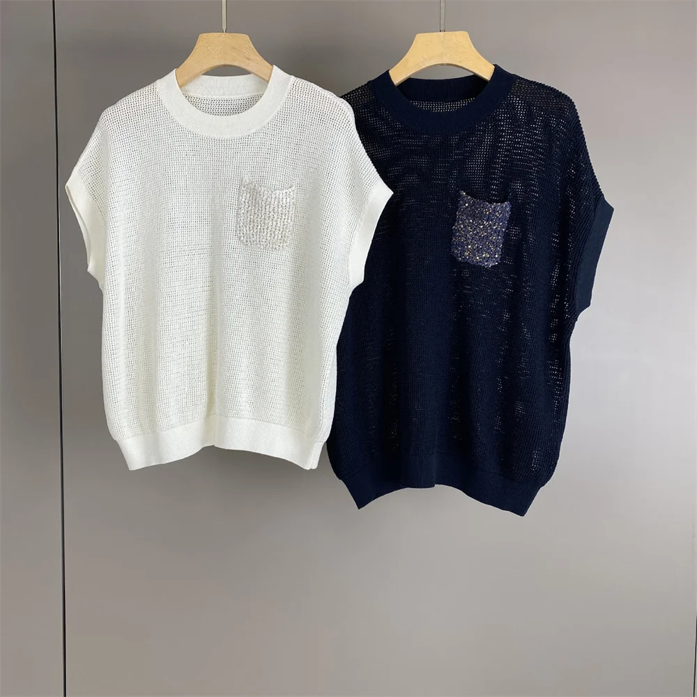2026 Spring/Summer New Fashionable Commuter Short-Sleeve Top Linen Pocket Round Neck Pullover Knit Sweater
2026 Spring/Summer New Fashionable Commuter Short-Sleeve Top Linen Pocket Round Neck Pullover Knit Sweater