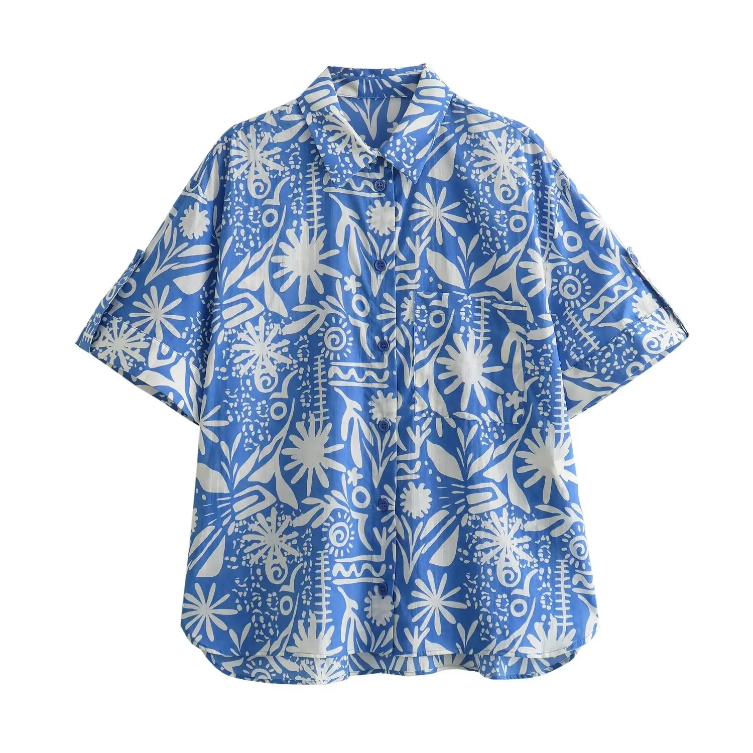 TRAFZA Women Summer New Fashion Short Sleeved Turn Down Collar Print Shirt Female Chic Single-Breasted Casual Lapel Blouse Mujer
TRAFZA Women Summer New Fashion Short Sleeved Turn Down Collar Print Shirt Female Chic Single-Breasted Casual Lapel Blouse Mujer