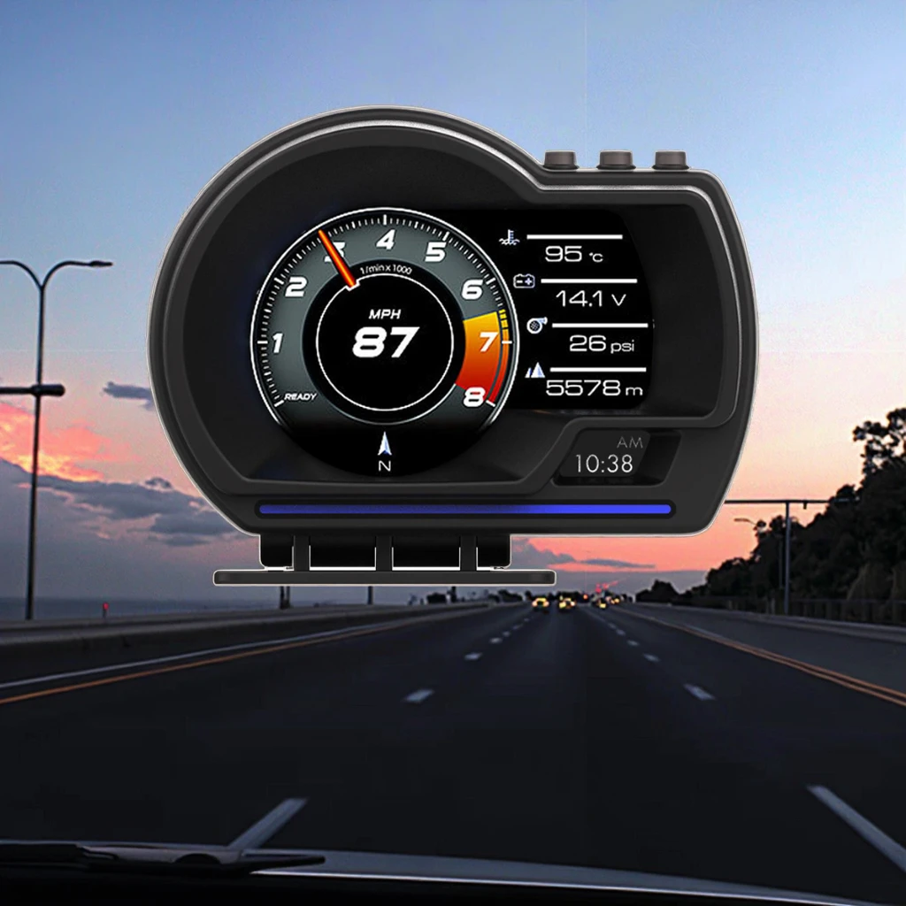 P6 Smart Gauge Car HUD Speedometer Digital Head-Up Display with OBD2 GPS Speed and Turbo RPM Alarm for Cars and Trucks
P6 Smart Gauge Car HUD Speedometer Digital Head-Up Display with OBD2 GPS Speed and Turbo RPM Alarm for Cars and Trucks