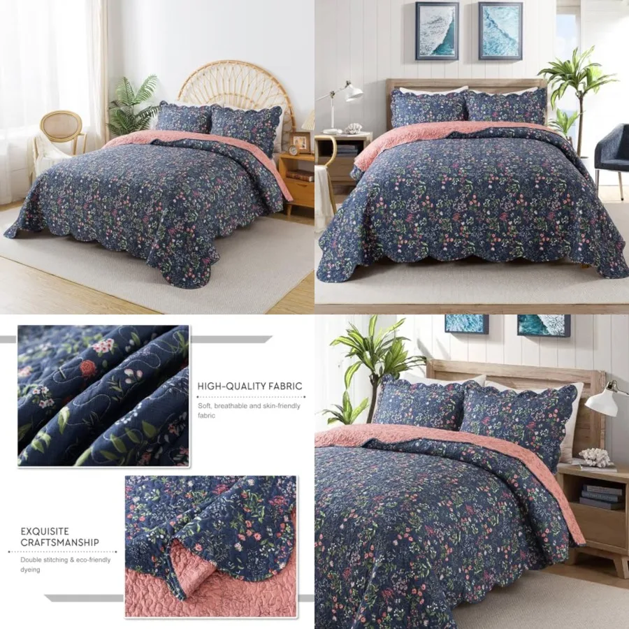 3-Piece Quilt Set Quilted Bedspread Lightweight Coverlet Set Garden Style Floral Printed Oversized Quilted Bedding Set for All
3-Piece Quilt Set Quilted Bedspread Lightweight Coverlet Set Garden Style Floral Printed Oversized Quilted Bedding Set for All