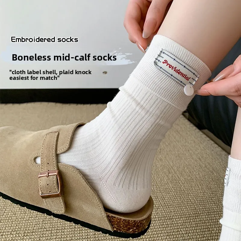 Cloth label shell socks women mid calf fashion Korean style grey socks spring autumn
Cloth label shell socks women mid calf fashion Korean style grey socks spring autumn