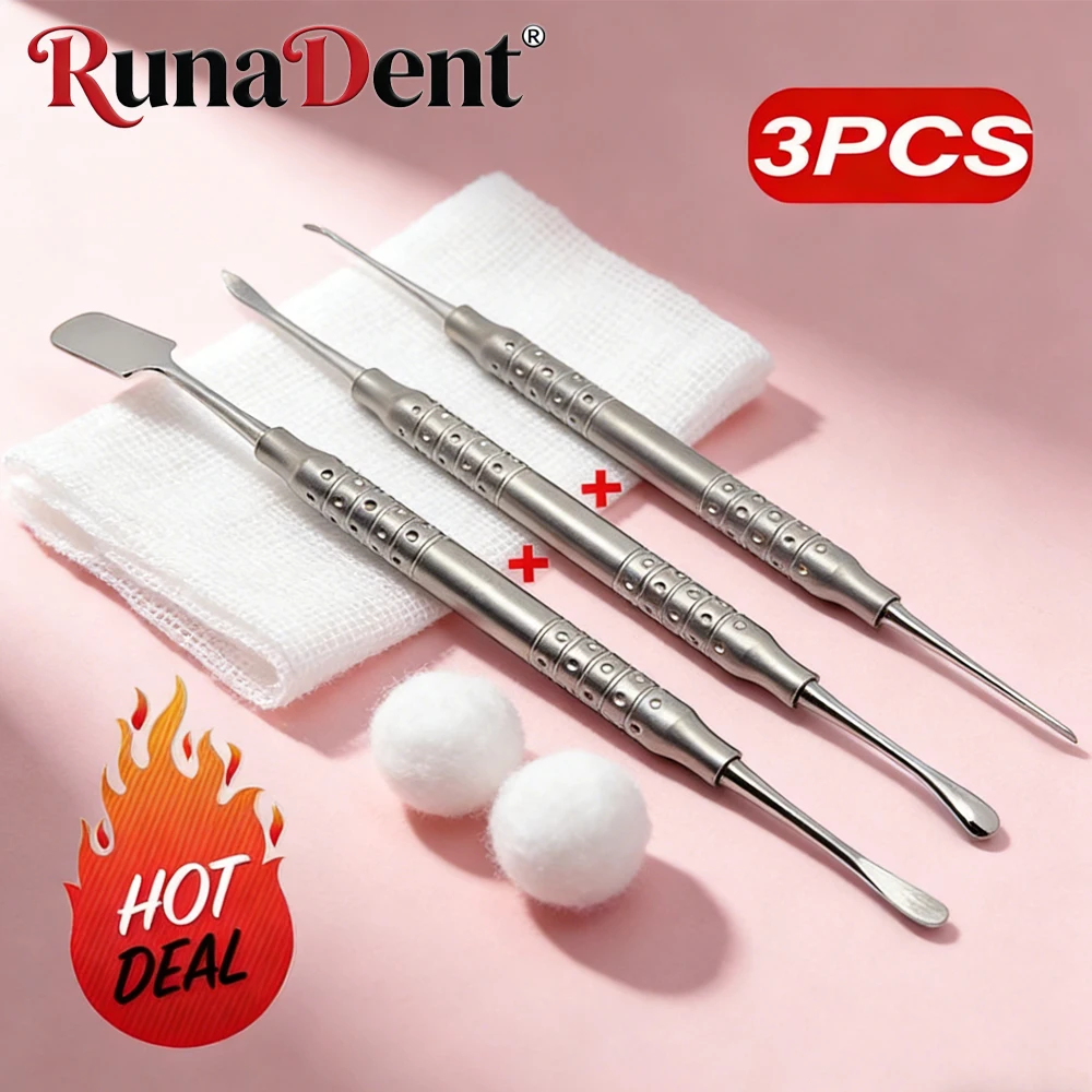 Набор из 3 двухсторонних периостальных элеваторов для дентальной имплантации: для отведения, ретракции и разделения
Набор из 3 двухсторонних периостальных элеваторов для дентальной имплантации: для отведения, ретракции и разделения