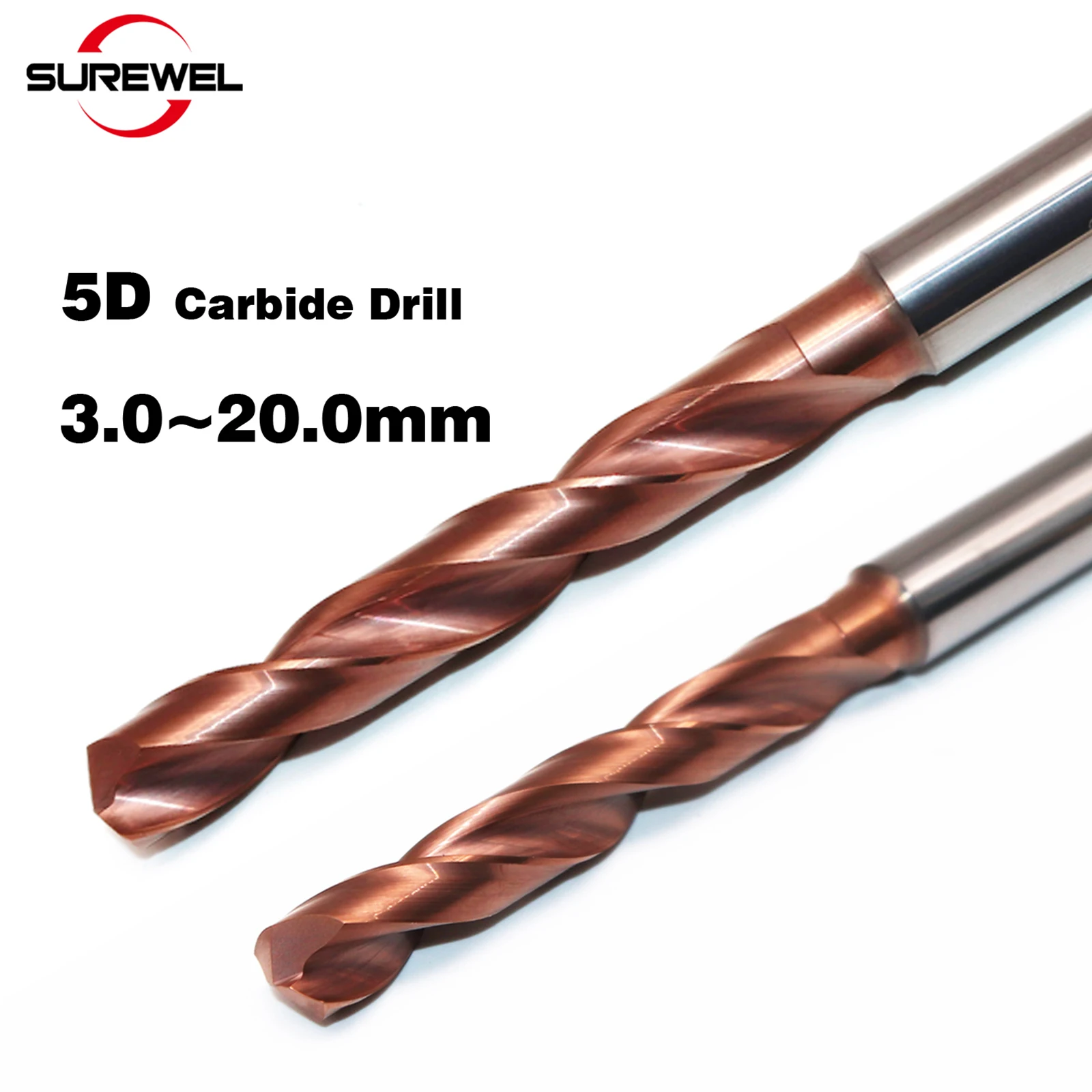SUREWEL Solid Carbide Drill Bit 5D Diameter 3.4mm to 20mm CNC Tools Drill Wide Variety Of Material Alloy Steel,Stainless Steel
SUREWEL Solid Carbide Drill Bit 5D Diameter 3.4mm to 20mm CNC Tools Drill Wide Variety Of Material Alloy Steel,Stainless Steel