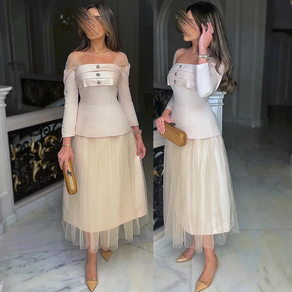 Customized A-line Tulle Patchwork Prom Gown Long Sleeve Square Neck Backless High Quality Occasion Evening Party Dress for Women
Customized A-line Tulle Patchwork Prom Gown Long Sleeve Square Neck Backless High Quality Occasion Evening Party Dress for Women