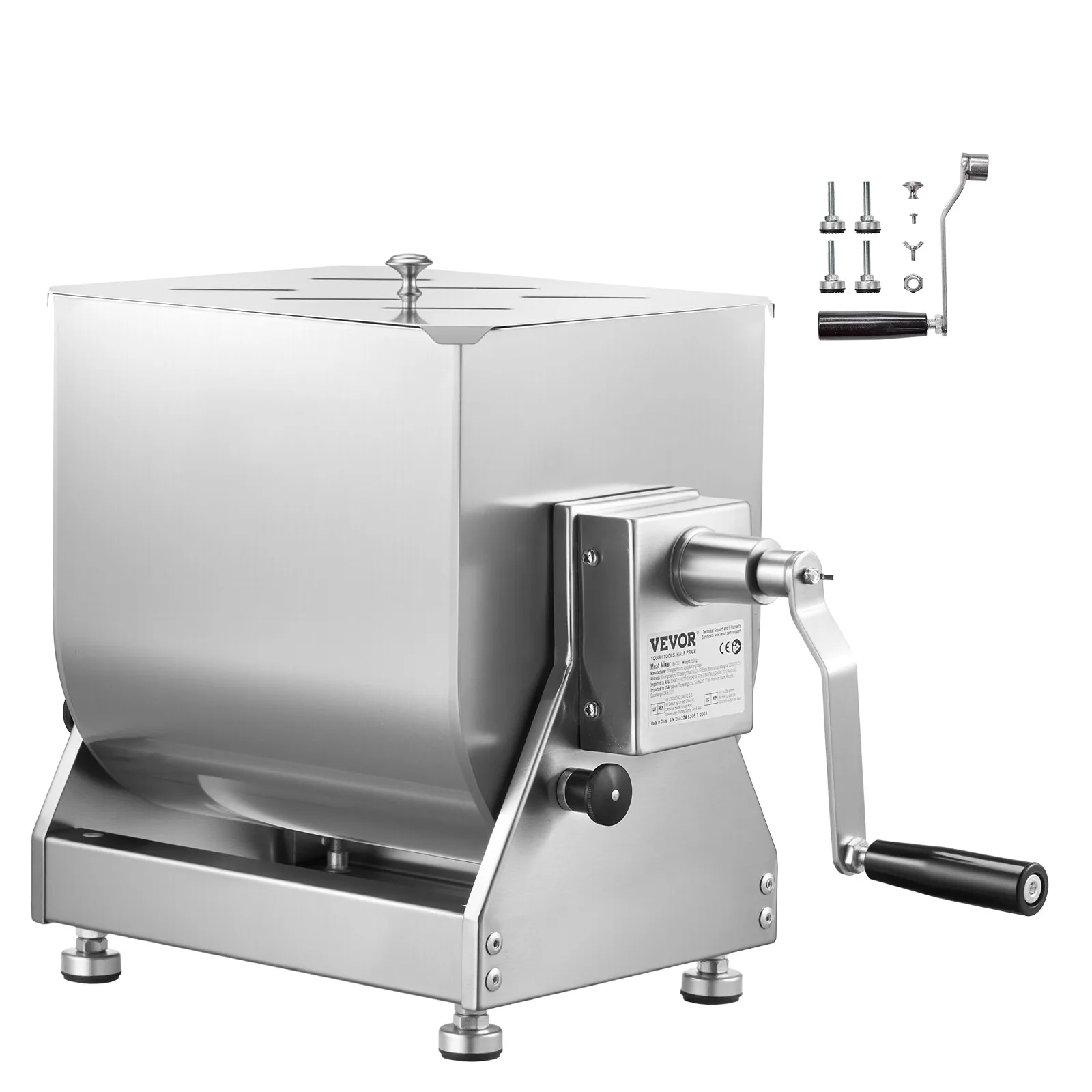 SucceBuy Manual Meat Mixer 10L Tilt Tank Meat Processing Equipment Sausage Mixer Machine with Lid Handle Gear Reducer
SucceBuy Manual Meat Mixer 10L Tilt Tank Meat Processing Equipment Sausage Mixer Machine with Lid Handle Gear Reducer
