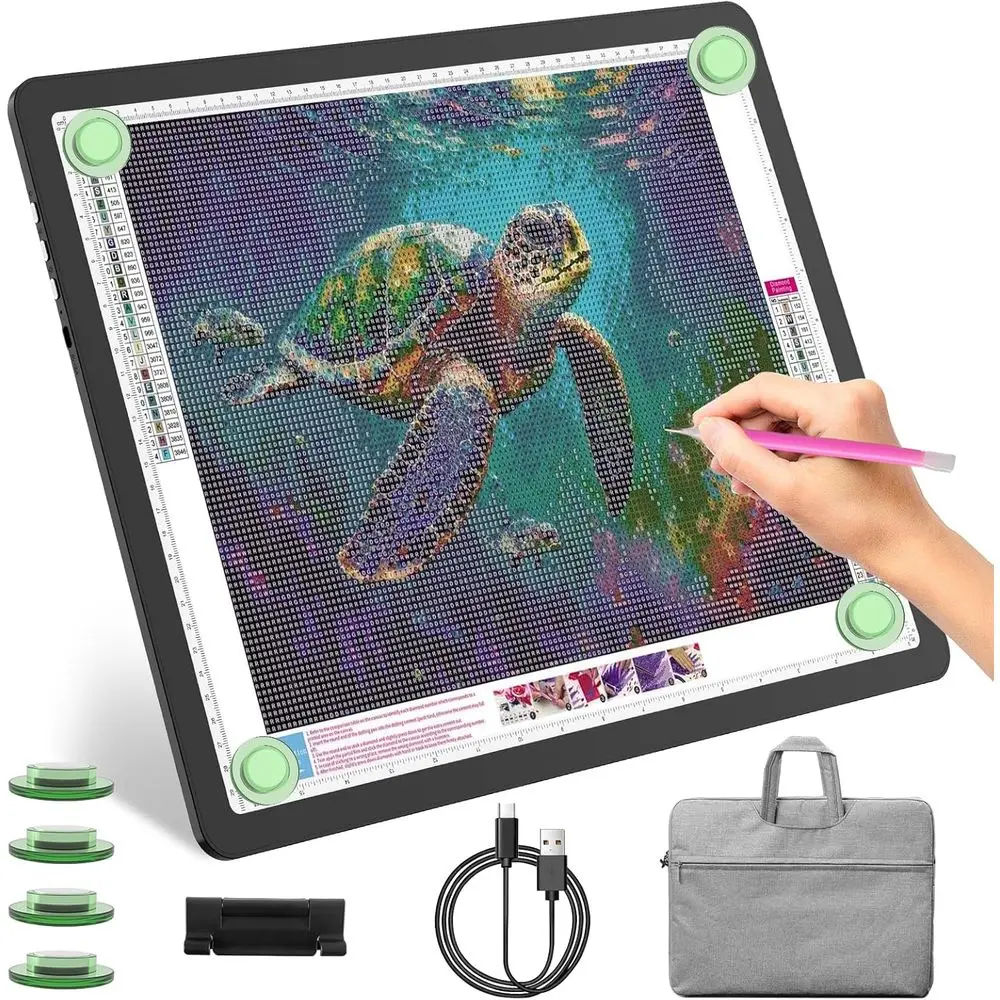 Portable Rechargeable Light Pad for Diamond Art with 4000mAh Battery, Side Controls, Adjustable Brightness for Artists
Portable Rechargeable Light Pad for Diamond Art with 4000mAh Battery, Side Controls, Adjustable Brightness for Artists