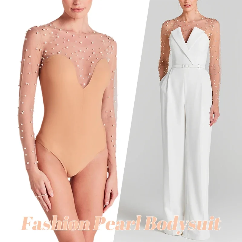 Women Elegant Pearl Bodysuit O-Neck Slim Fit Jumpsuit Spring Summer Party Club Stage Leotard Sexy Bodycon Romper
Women Elegant Pearl Bodysuit O-Neck Slim Fit Jumpsuit Spring Summer Party Club Stage Leotard Sexy Bodycon Romper
