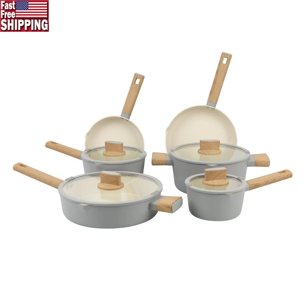 10 Pcs Nonstick Ceramic Cookware Set Aluminum Cookware Set Easy Clean Fast Heating Induction Compatible Kitchen Essentials
10 Pcs Nonstick Ceramic Cookware Set Aluminum Cookware Set Easy Clean Fast Heating Induction Compatible Kitchen Essentials