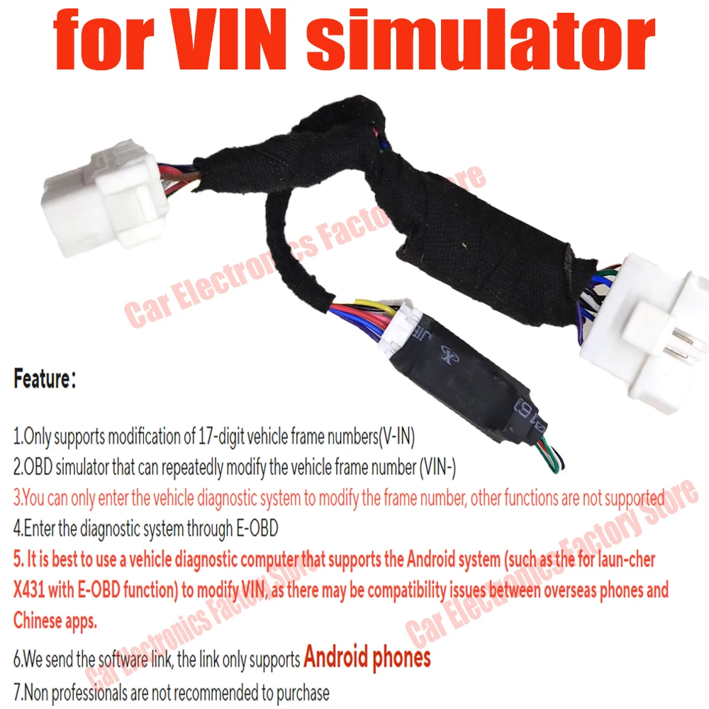 Frame Number Modification OBD Module EOBD Emulator Car 17 Digit VIN Simulator Work with Launch Tablet or Android APP
Frame Number Modification OBD Module EOBD Emulator Car 17 Digit VIN Simulator Work with Launch Tablet or Android APP